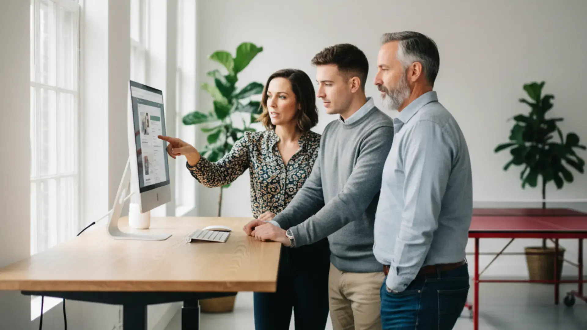 Marketing-Team am Arbeiten an einem Screen